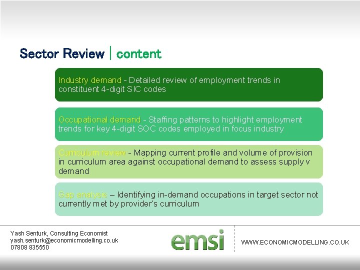 Sector Review | content Industry demand - Detailed review of employment trends in constituent