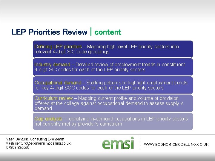 LEP Priorities Review | content Defining LEP priorities – Mapping high level LEP priority