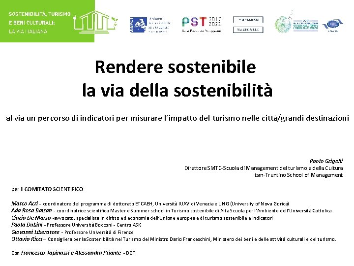 Rendere sostenibile la via della sostenibilità al via un percorso di indicatori per misurare