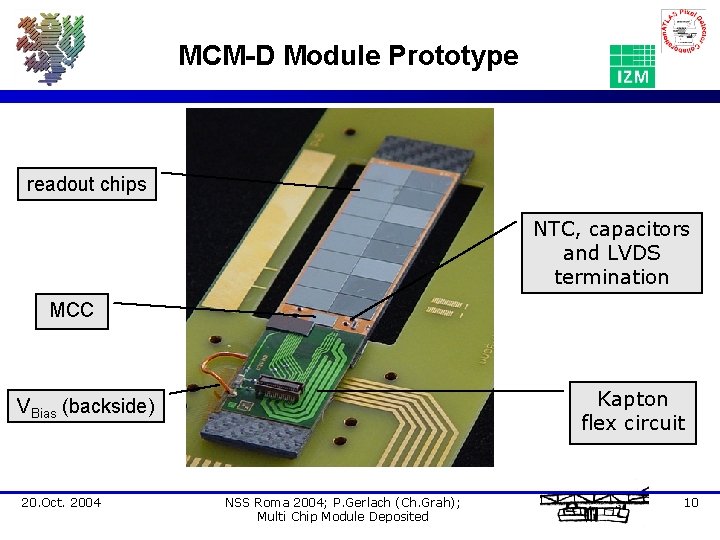 MCM-D Module Prototype readout chips NTC, capacitors and LVDS termination MCC Kapton flex circuit