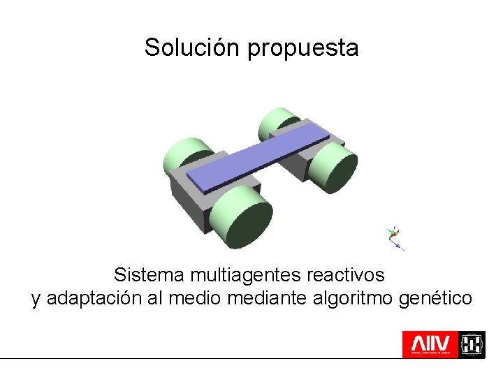 Solución propuesta Sistema multiagentes reactivos y adaptación al medio mediante algoritmo genético 