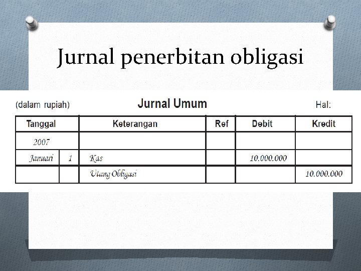 Jurnal penerbitan obligasi Jurnal penerbitan obligasi