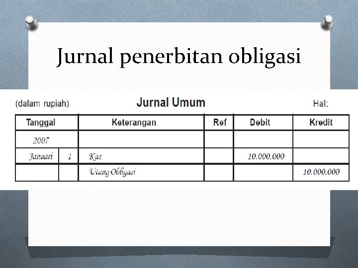 Jurnal penerbitan obligasi 