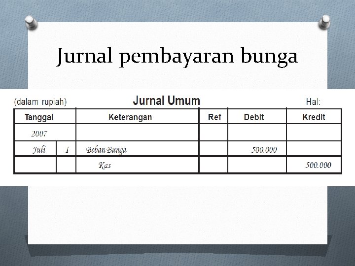 Jurnal pembayaran bunga Jurnal pembayaran bunga