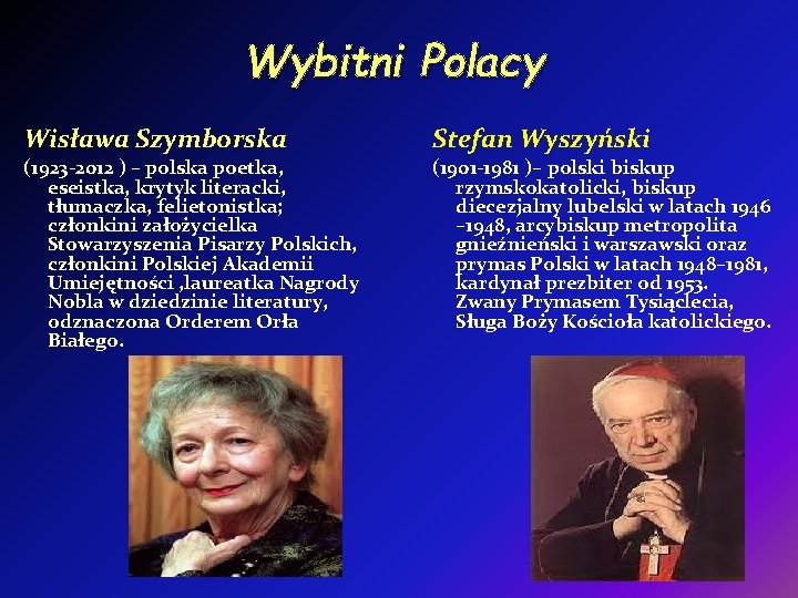 Wybitni Polacy Wisława Szymborska Stefan Wyszyński (1923 -2012 ) – polska poetka, eseistka, krytyk