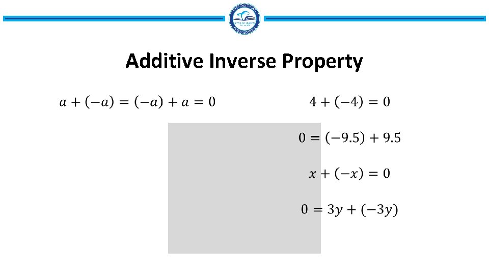 Additive Inverse Property • • 