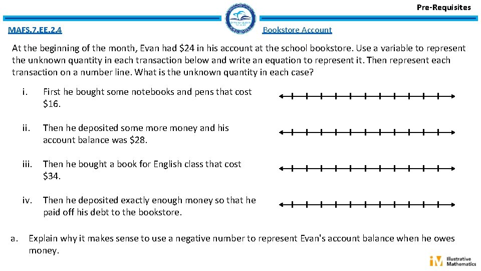 Pre-Requisites MAFS. 7. EE. 2. 4 Bookstore Account At the beginning of the month,