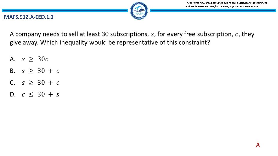 These items have been compiled and in some instances modified from various internet sources