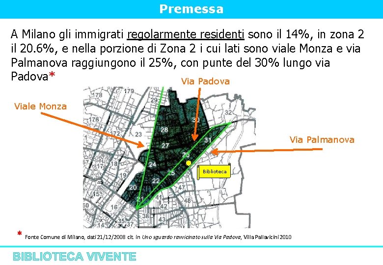 Premessa A Milano gli immigrati regolarmente residenti sono il 14%, in zona 2 il