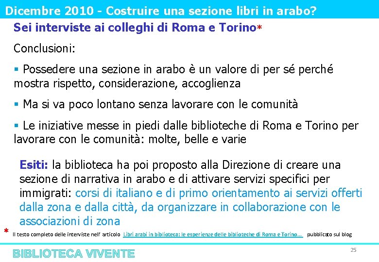 Dicembre 2010 - Costruire una sezione libri in arabo? Sei interviste ai colleghi di