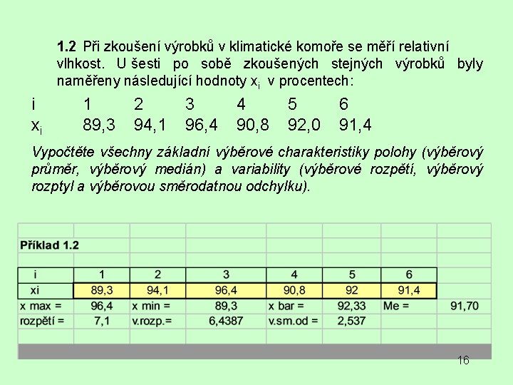 1. 2 Při zkoušení výrobků v klimatické komoře se měří relativní vlhkost. U šesti