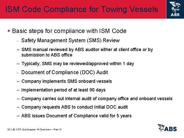 ISM Code Compliance for Towing Vessels § Basic steps for compliance with ISM Code