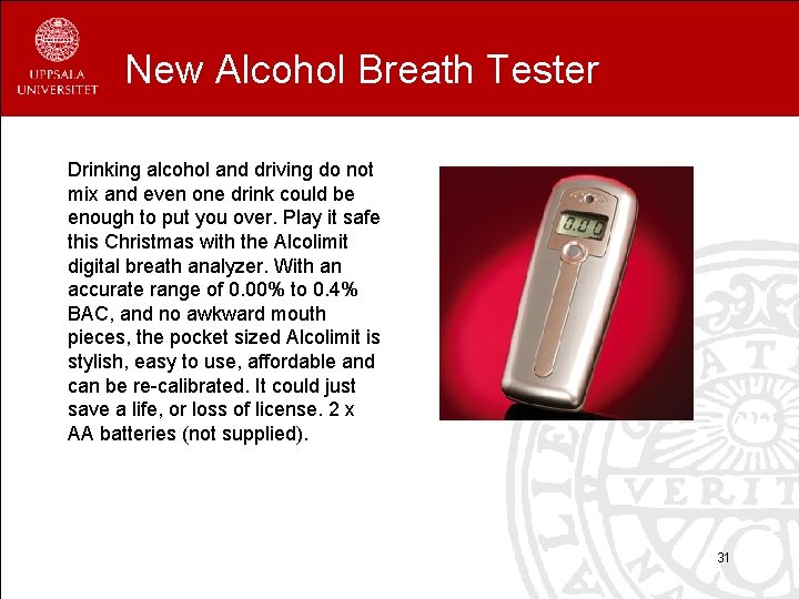 New Alcohol Breath Tester Drinking alcohol and driving do not mix and even one