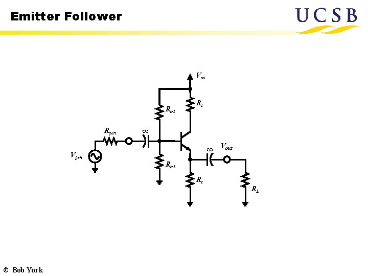 Emitter Follower Vcc Rb 1 Rgen Rc ∞ ∞ Vout Vgen Rb 2 Re