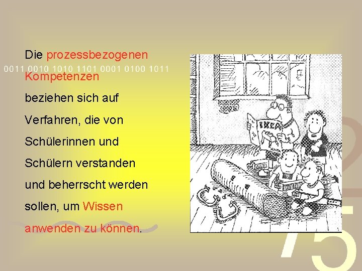 Die prozessbezogenen Kompetenzen beziehen sich auf Verfahren, die von Schülerinnen und Schülern verstanden und