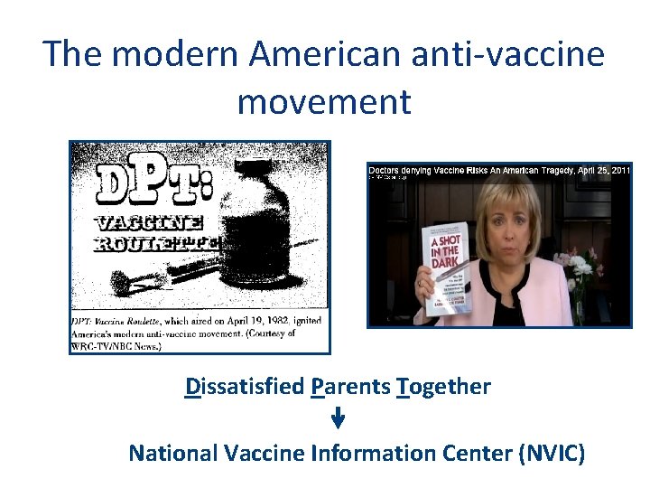 The modern American anti‐vaccine movement Dissatisfied Parents Together National Vaccine Information Center (NVIC) 