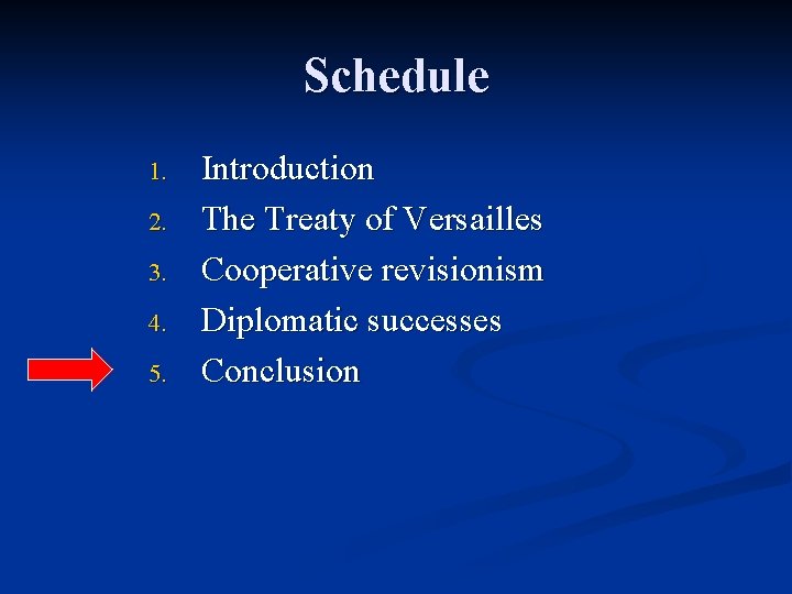 Schedule 1. 2. 3. 4. 5. Introduction The Treaty of Versailles Cooperative revisionism Diplomatic