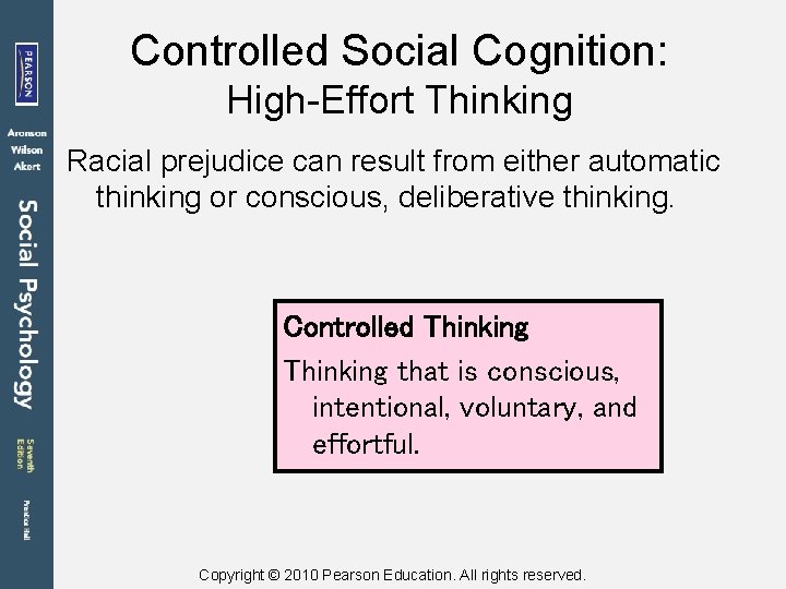 Controlled Social Cognition: High-Effort Thinking Racial prejudice can result from either automatic thinking or