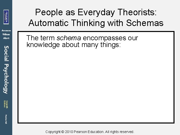 People as Everyday Theorists: Automatic Thinking with Schemas The term schema encompasses our knowledge