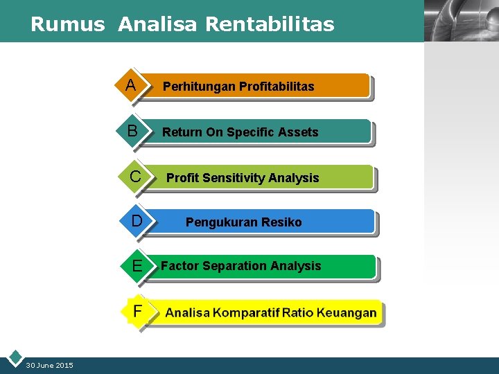 Rumus Analisa Rentabilitas 30 June 2015 A Perhitungan Profitabilitas B Return On Specific Assets
