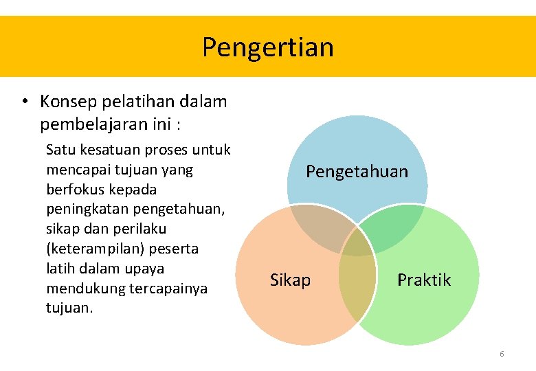 Pengertian • Konsep pelatihan dalam pembelajaran ini : Satu kesatuan proses untuk mencapai tujuan