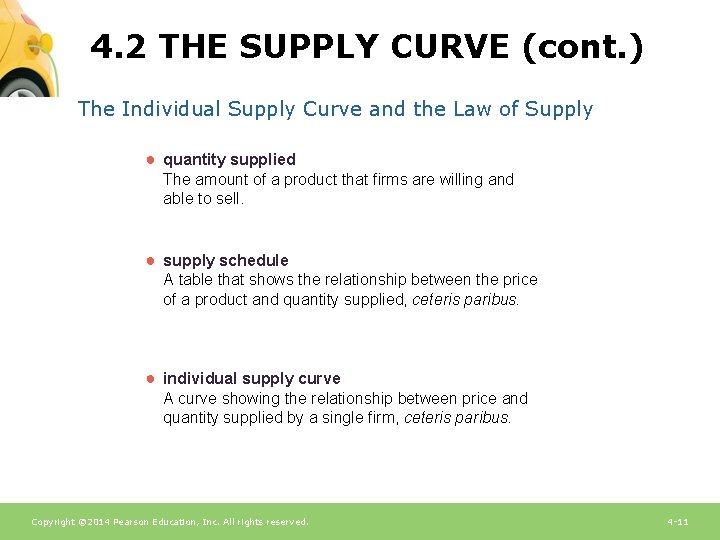4. 2 THE SUPPLY CURVE (cont. ) The Individual Supply Curve and the Law
