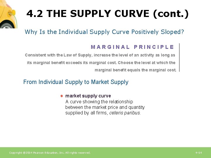 4. 2 THE SUPPLY CURVE (cont. ) Why Is the Individual Supply Curve Positively