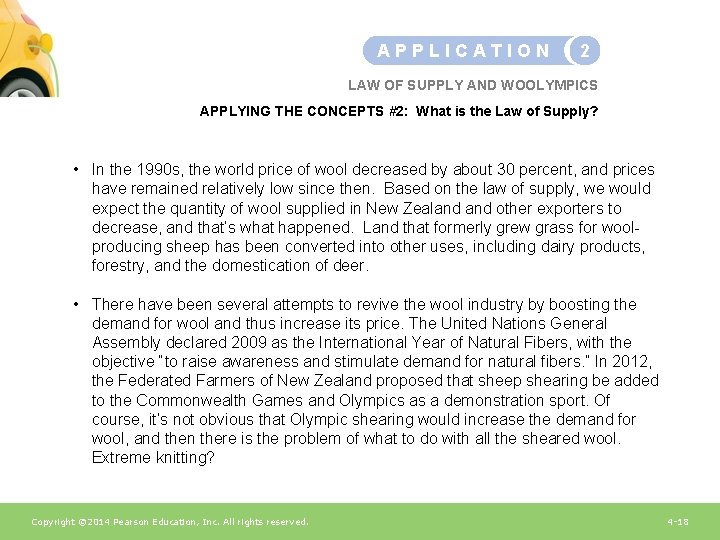 APPLICATION 2 LAW OF SUPPLY AND WOOLYMPICS APPLYING THE CONCEPTS #2: What is the