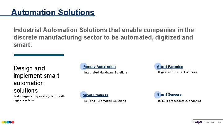 Automation Solutions Industrial Automation Solutions that enable companies in the discrete manufacturing sector to