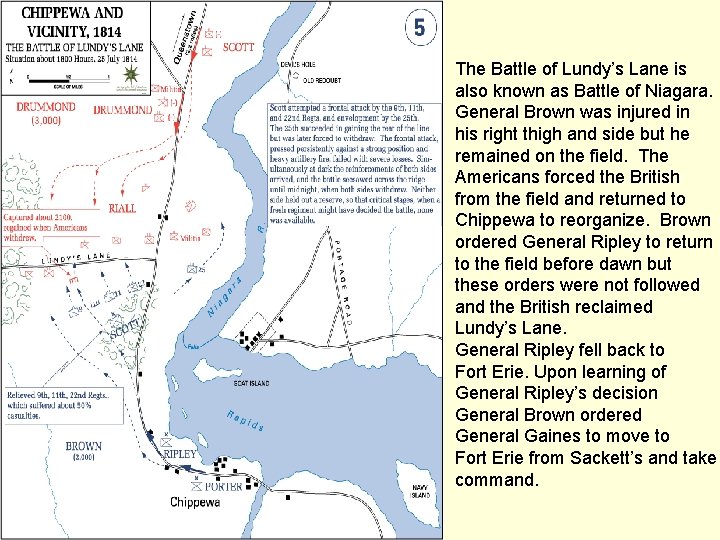 The Battle of Lundy’s Lane is also known as Battle of Niagara. General Brown