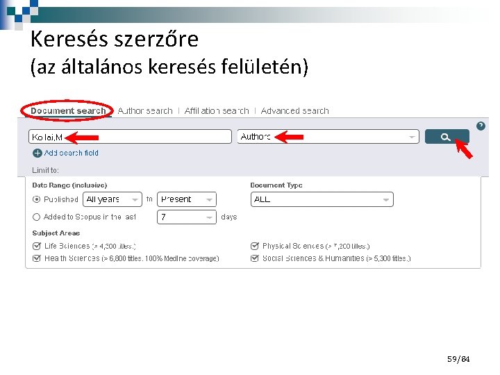 Keresés szerzőre (az általános keresés felületén) 59/84 
