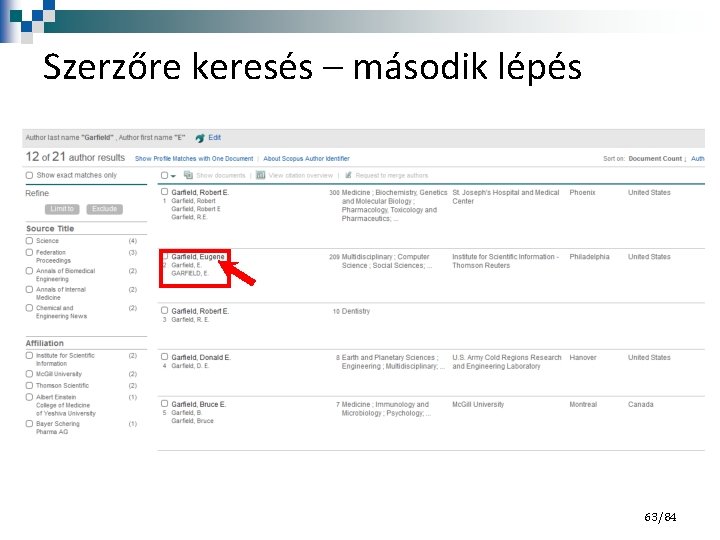 Szerzőre keresés – második lépés 63/84 