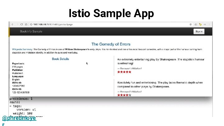 Istio Sample App @phredmoye 