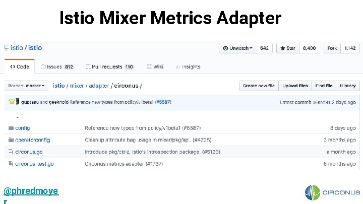 Istio Mixer Metrics Adapter @phredmoye 