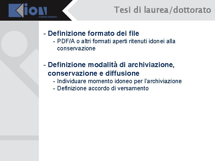 Tesi di laurea/dottorato - Definizione formato dei file - PDF/A o altri formati aperti