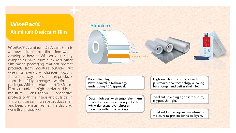 Wise. Pac® Aluminum Desiccant Film is a new aluminum film innovation developed here at