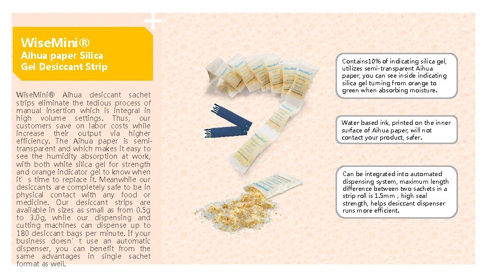 Wise. Mini® Aihua paper Silica Gel Desiccant Strip Wise. Mini® Aihua desiccant sachet strips
