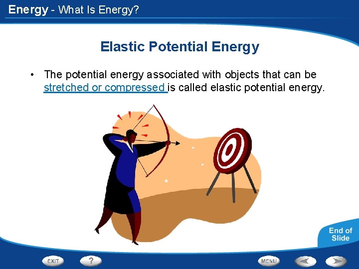Energy - What Is Energy? Elastic Potential Energy • The potential energy associated with