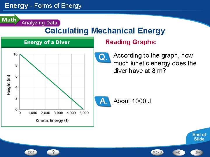 Energy - Forms of Energy Calculating Mechanical Energy Reading Graphs: According to the graph,