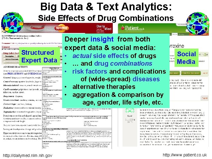 Big Data & Text Analytics: Side Effects of Drug Combinations Structured Expert Data http: