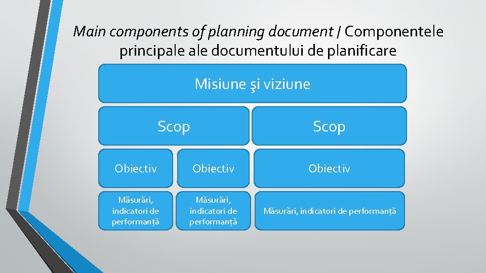 Main components of planning document / Componentele principale documentului de planificare Misiune şi viziune