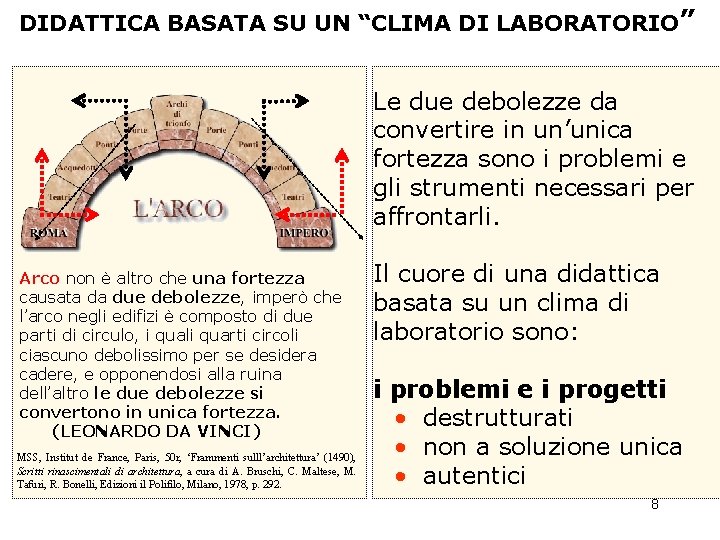 DIDATTICA BASATA SU UN “CLIMA DI LABORATORIO” Le due debolezze da convertire in un’unica