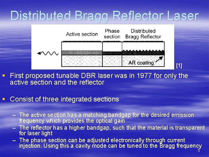 Distributed Bragg Reflector Laser [1] § First proposed tunable DBR laser was in 1977