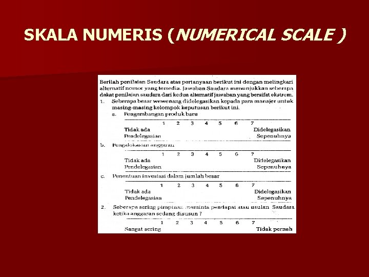 SKALA NUMERIS (NUMERICAL SCALE ) 