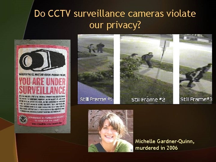 Do CCTV surveillance cameras violate our privacy? Michelle Gardner-Quinn, murdered in 2006 