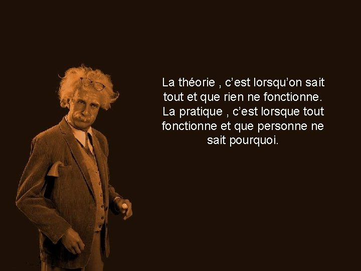 La théorie , c’est lorsqu’on sait tout et que rien ne fonctionne. La pratique