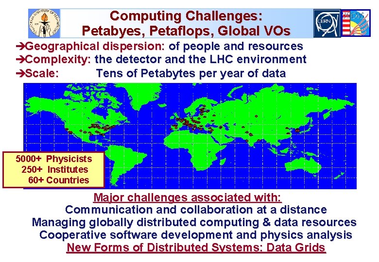 Computing Challenges: Petabyes, Petaflops, Global VOs èGeographical dispersion: of people and resources èComplexity: the