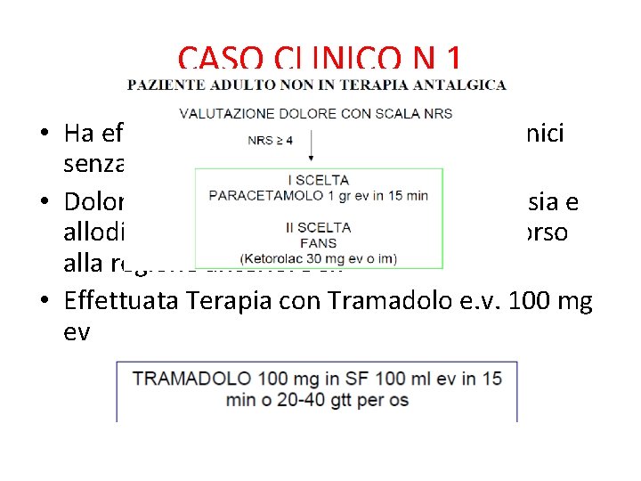 CASO CLINICO N 1 • Ha effettuato terapia con Fans e Cortisonici senza esito