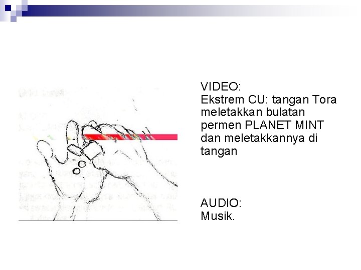VIDEO: Ekstrem CU: tangan Tora meletakkan bulatan permen PLANET MINT dan meletakkannya di tangan