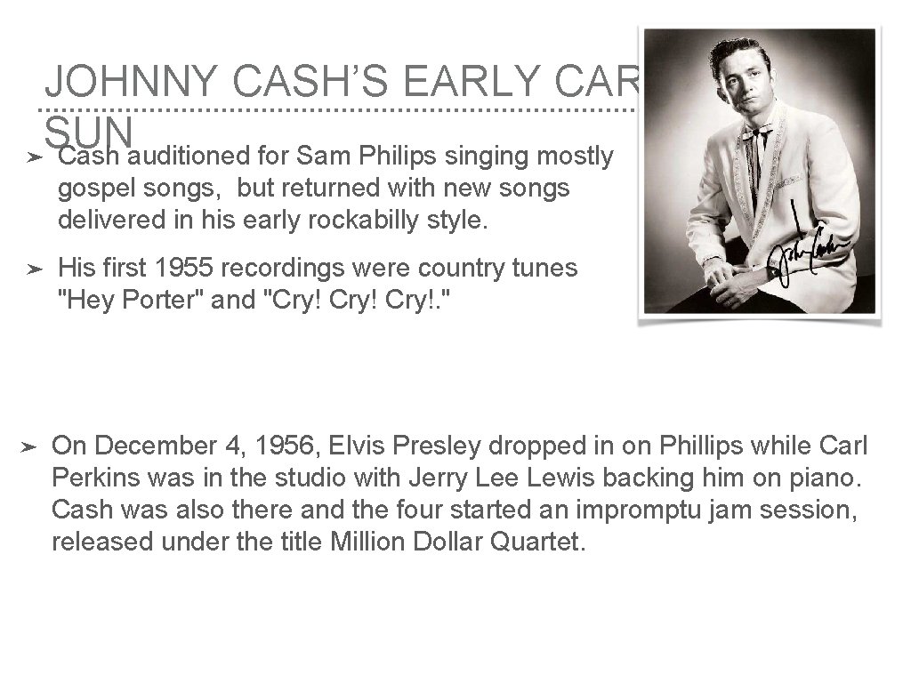 JOHNNY CASH’S EARLY CAREER AT SUN ➤ Cash auditioned for Sam Philips singing mostly